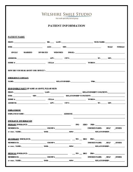 Patient Information Form Thumbnail