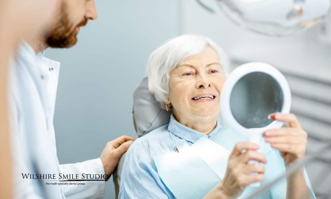 old woman getting dental implants