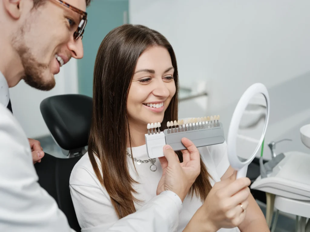 Composite veneers shade matching at Wilshire Smile Studio in Los Angeles