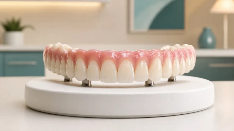 Full-arch All-on-4 dental implant bridge