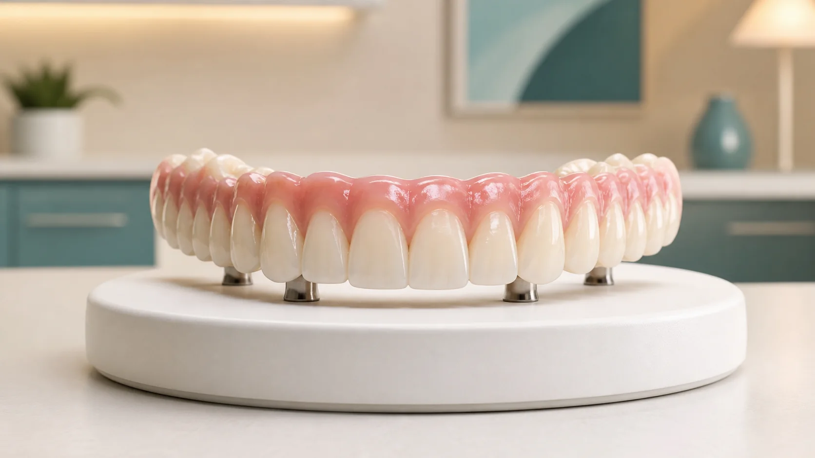 Full-arch All-on-4 dental implant bridge